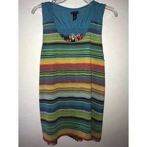 Striped/Floral Multicolored Tank Top
